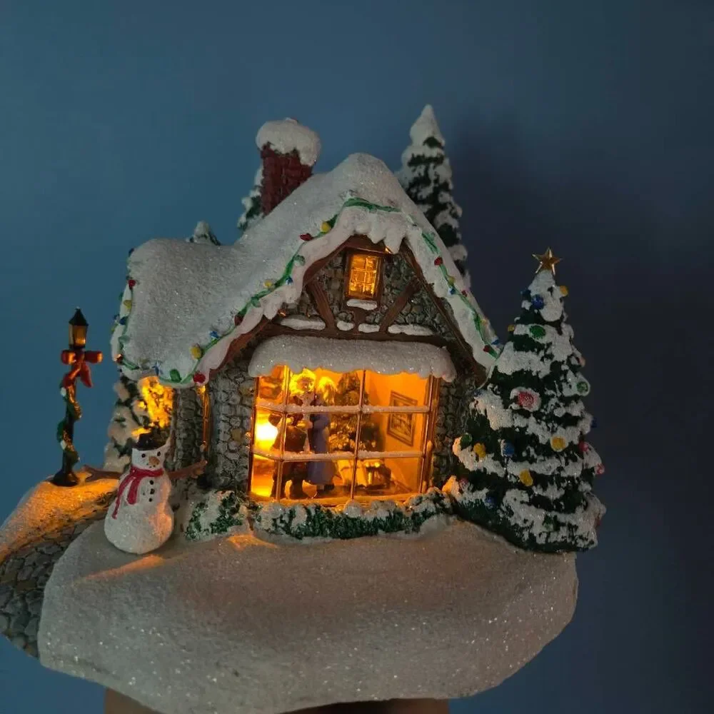 Thomas Kinkade Stillwater Cottage 2005 lights mini Christmas Village pc